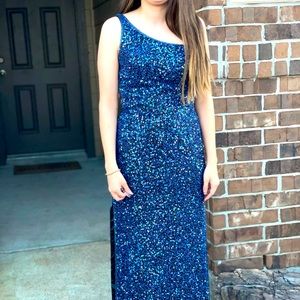 Scala prom dress navy blue beaded dress